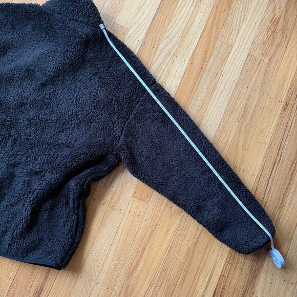 Victoria's Secret Pink Black Sherpa Full Zip Teddy Fleece Jacket Size L Cozy - Picture 12 of 14